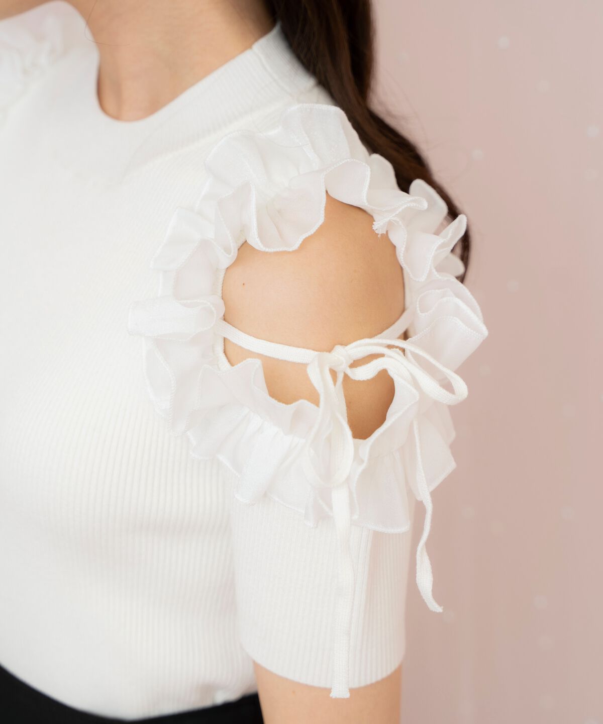 WILLSELECTION「フリルショルダーハーフスリーブニット」|ニット・セーター|