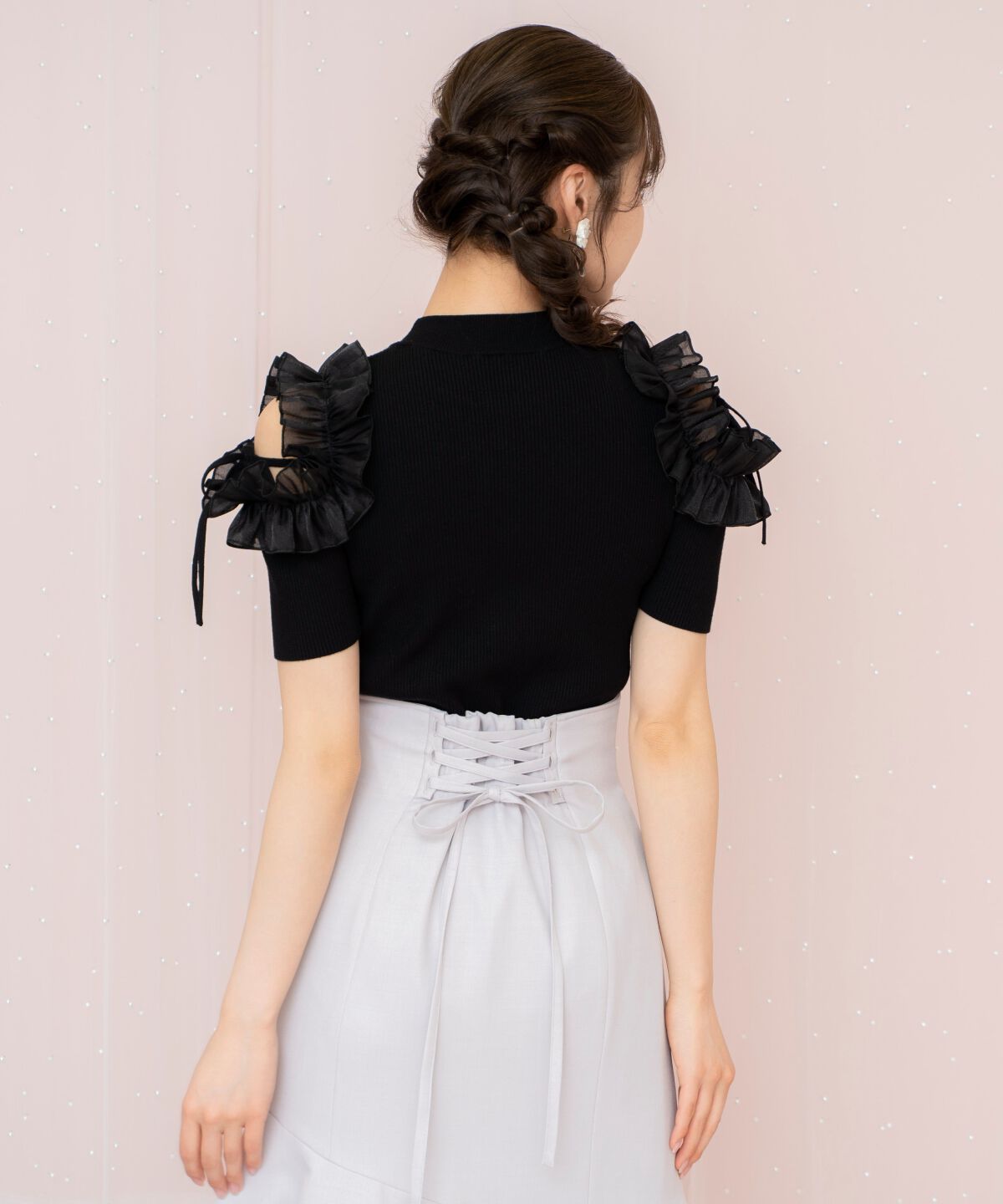 WILLSELECTION「フリルショルダーハーフスリーブニット」|ニット・セーター|