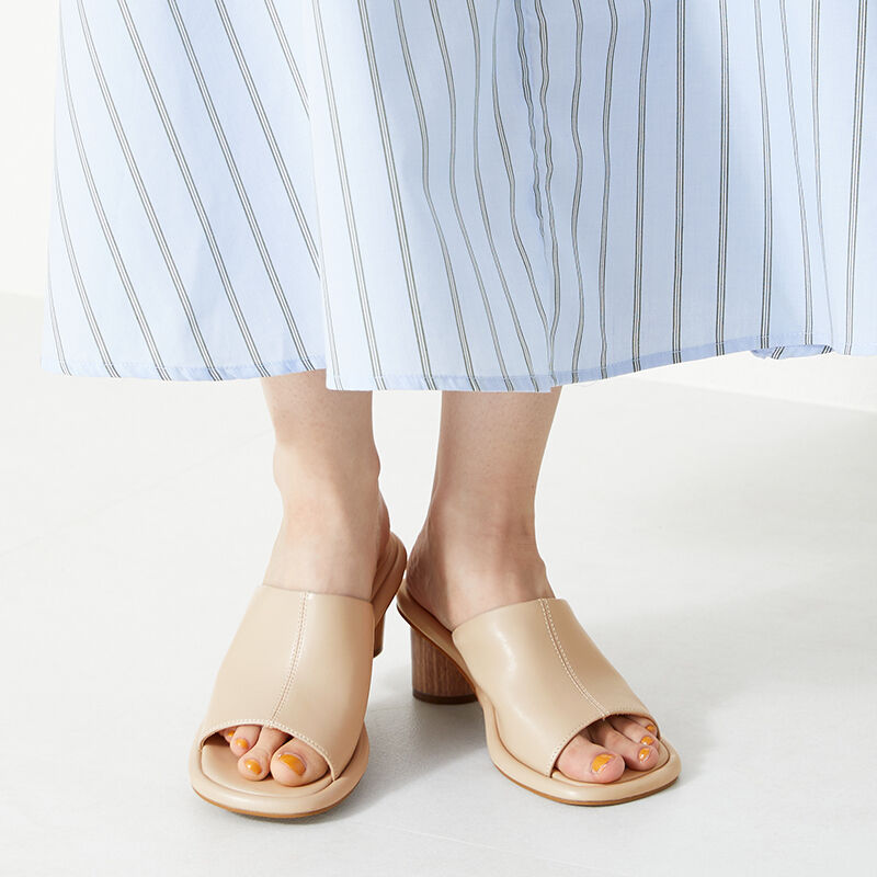 ORiental TRaffic「ウッドヒール甲深ミュールサンダル/31224」|サンダル|BEIGE