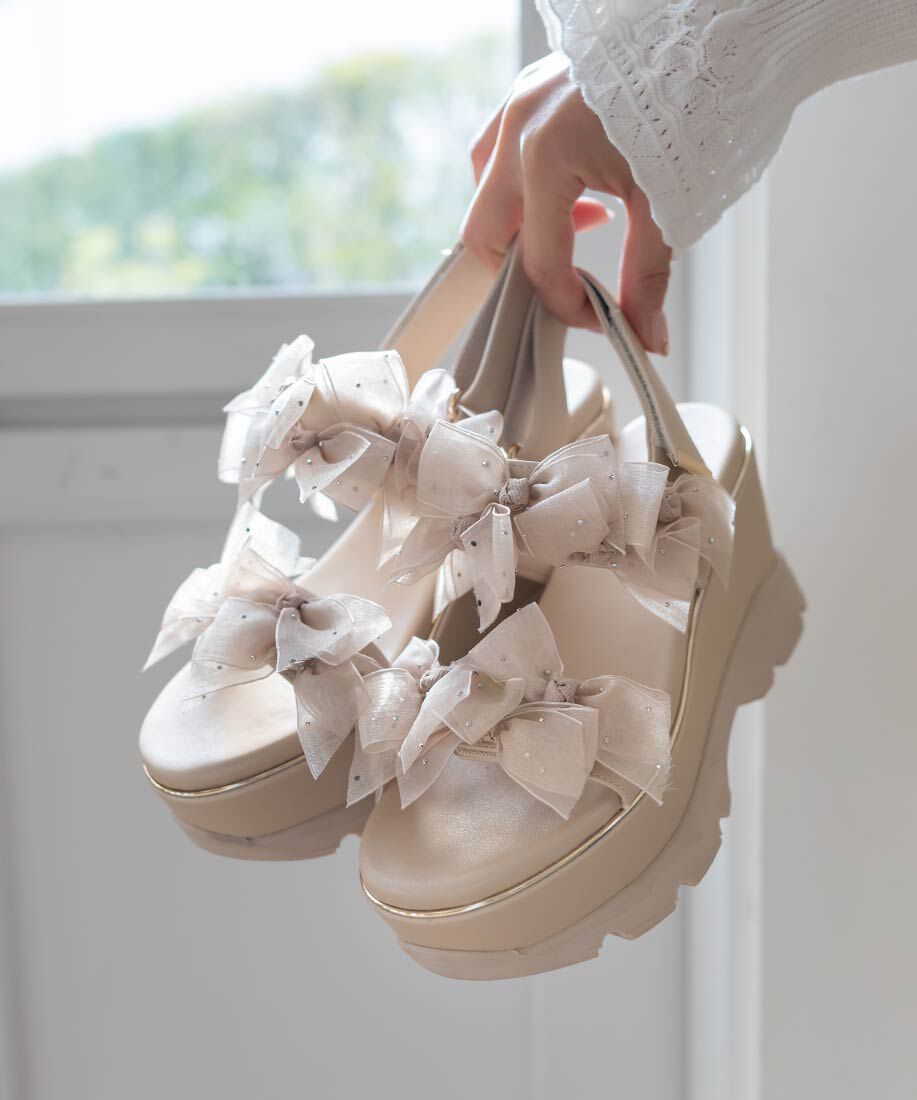  「シアーミニリボンウェッジスポーツサンダル」|サンダル|