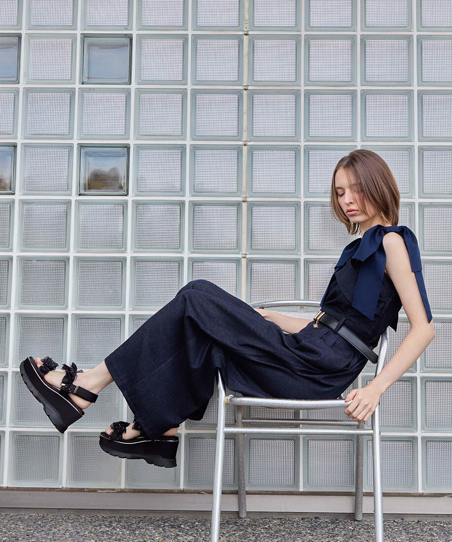  「シアーミニリボンウェッジスポーツサンダル」|サンダル|