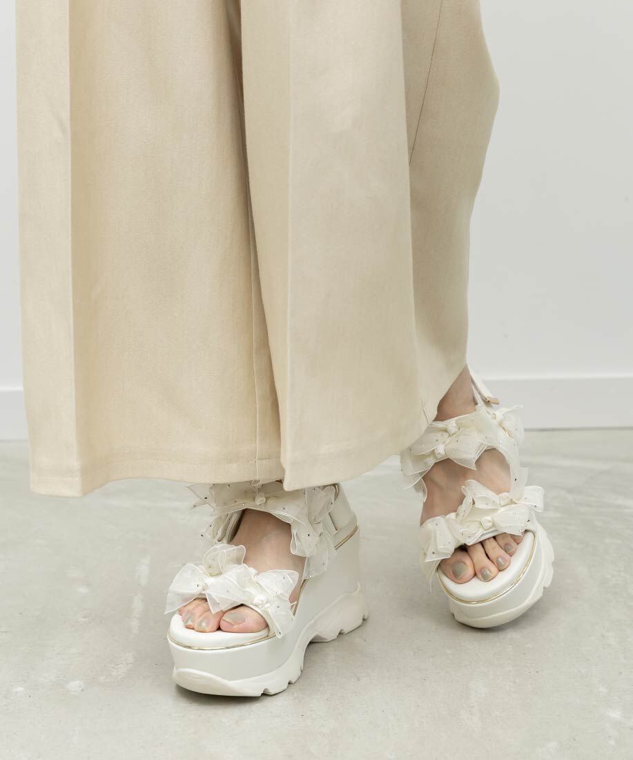  「シアーミニリボンウェッジスポーツサンダル」|サンダル|