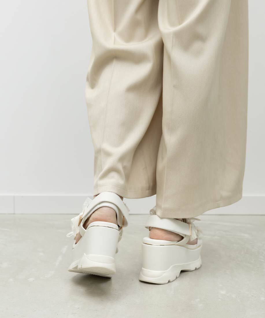  「シアーミニリボンウェッジスポーツサンダル」|サンダル|