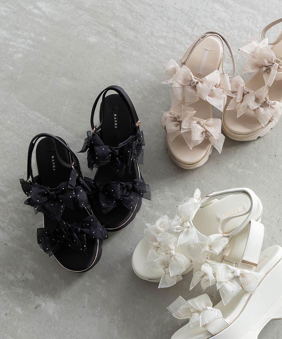  「シアーミニリボンウェッジスポーツサンダル」|サンダル|