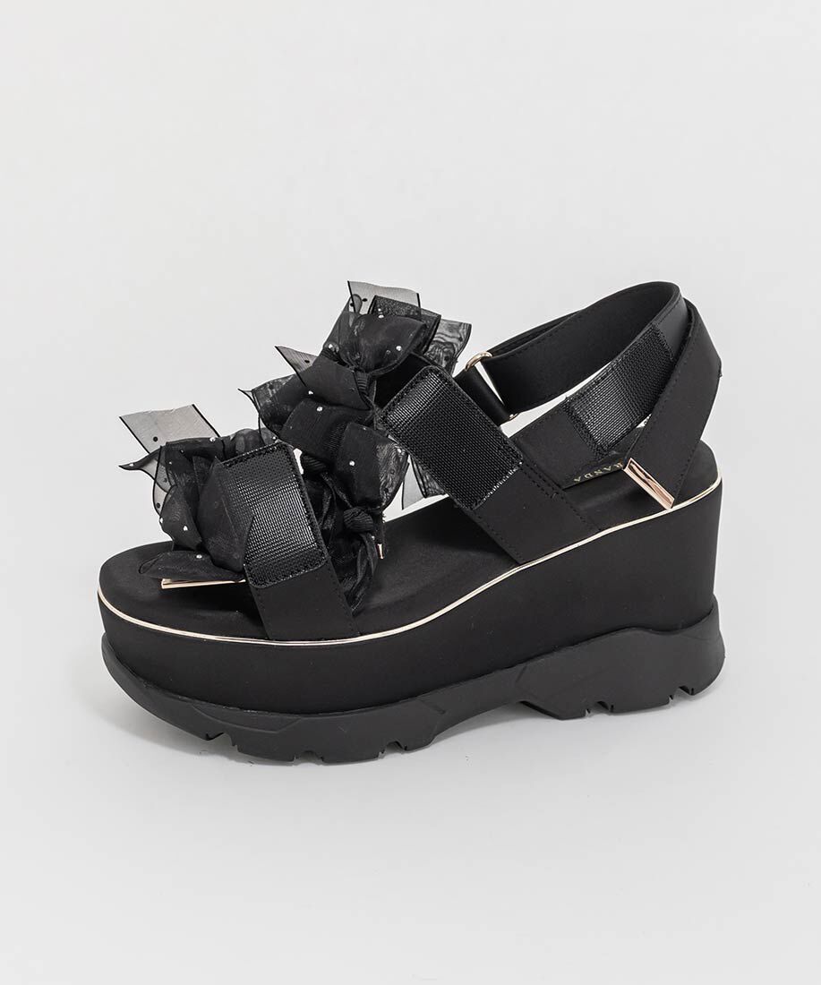  「シアーミニリボンウェッジスポーツサンダル」|サンダル|