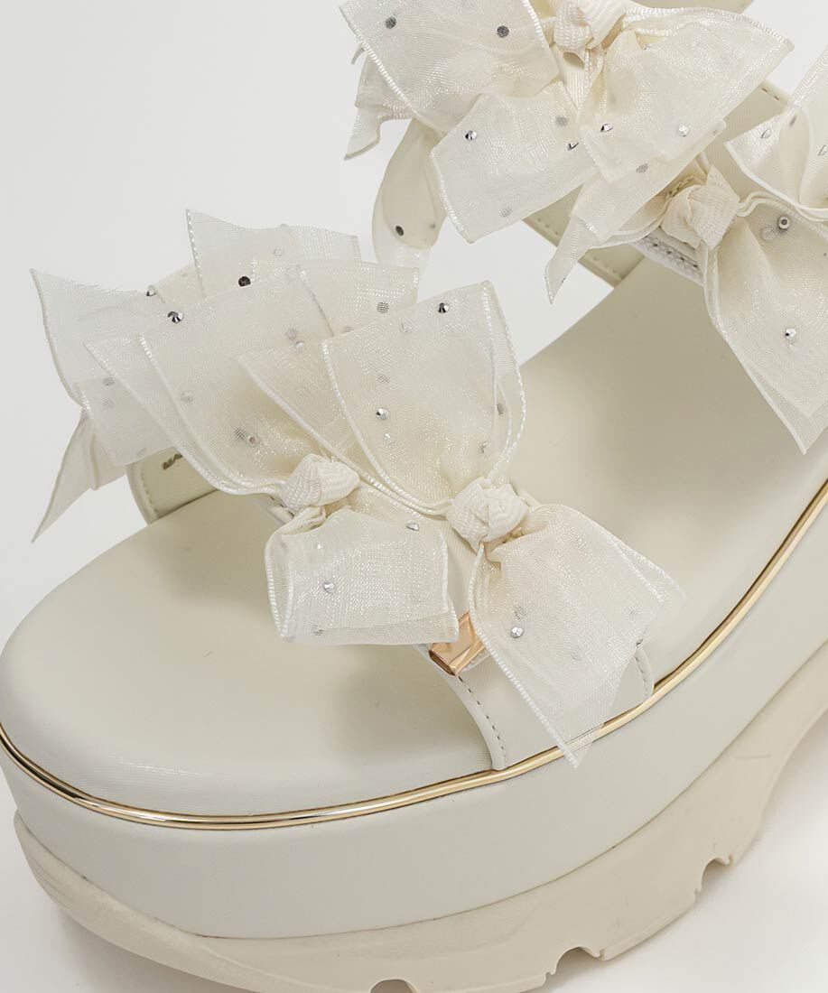  「シアーミニリボンウェッジスポーツサンダル」|サンダル|