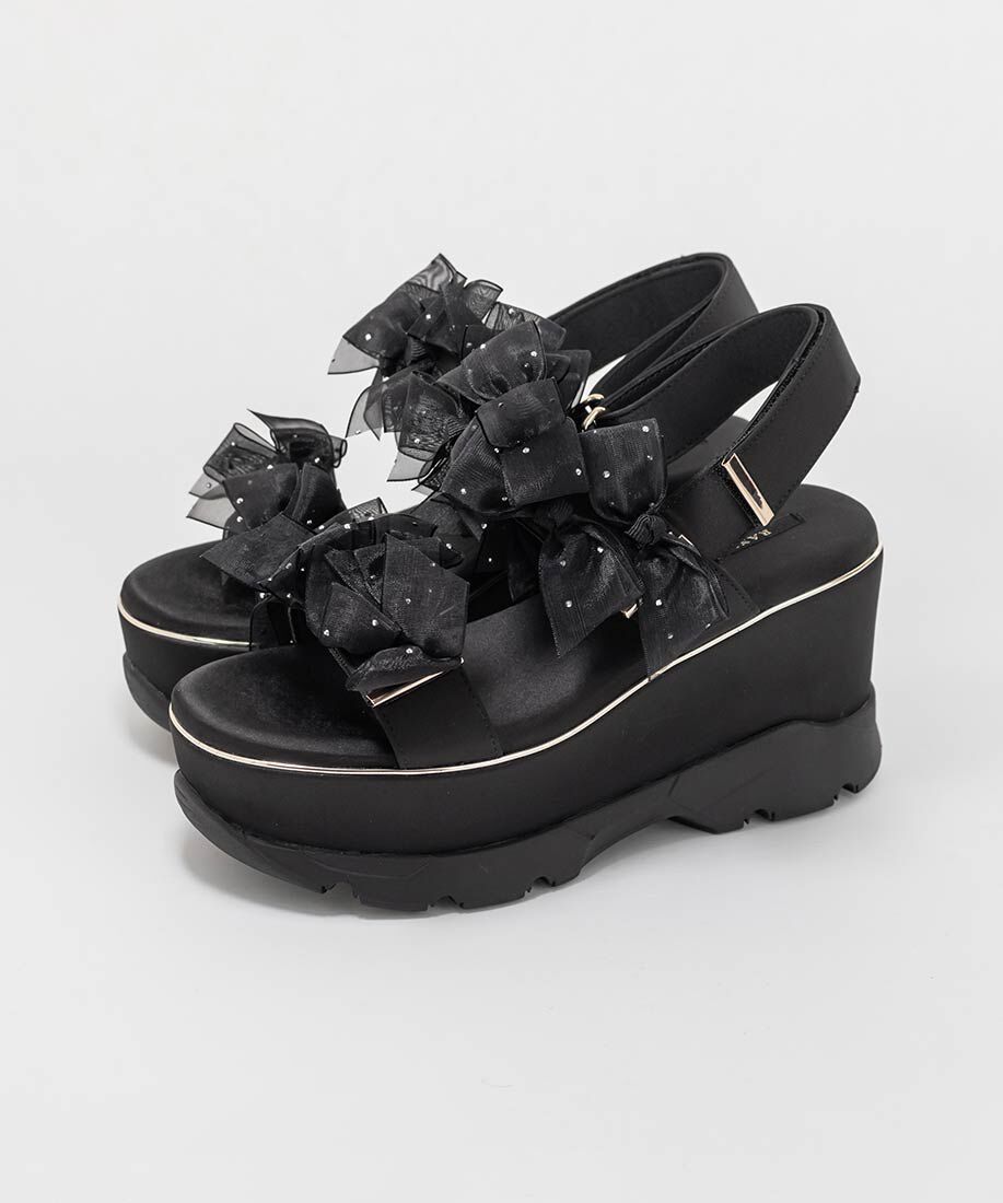  「シアーミニリボンウェッジスポーツサンダル」|サンダル|