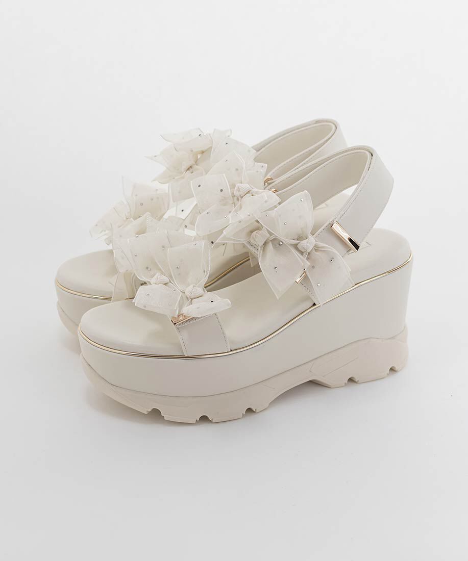  「シアーミニリボンウェッジスポーツサンダル」|サンダル|