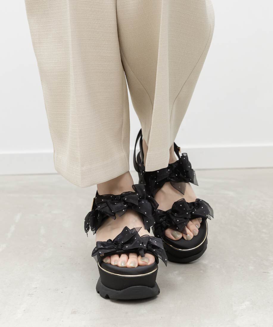  「シアーミニリボンウェッジスポーツサンダル」|サンダル|