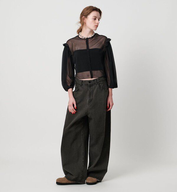 ASTRAET「＜ASTRAET＞ シアー  フリル クルーネックカットソー」|Tシャツ・カットソー|