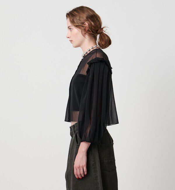 ASTRAET「＜ASTRAET＞ シアー  フリル クルーネックカットソー」|Tシャツ・カットソー|