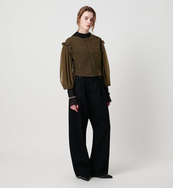 ASTRAET「＜ASTRAET＞ シアー  フリル クルーネックカットソー」|Tシャツ・カットソー|