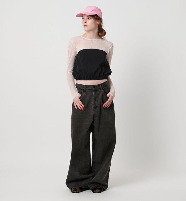 ASTRAET「＜ASTRAET＞フライスxシアー コンビ クルーネックカットソー」|Tシャツ・カットソー|