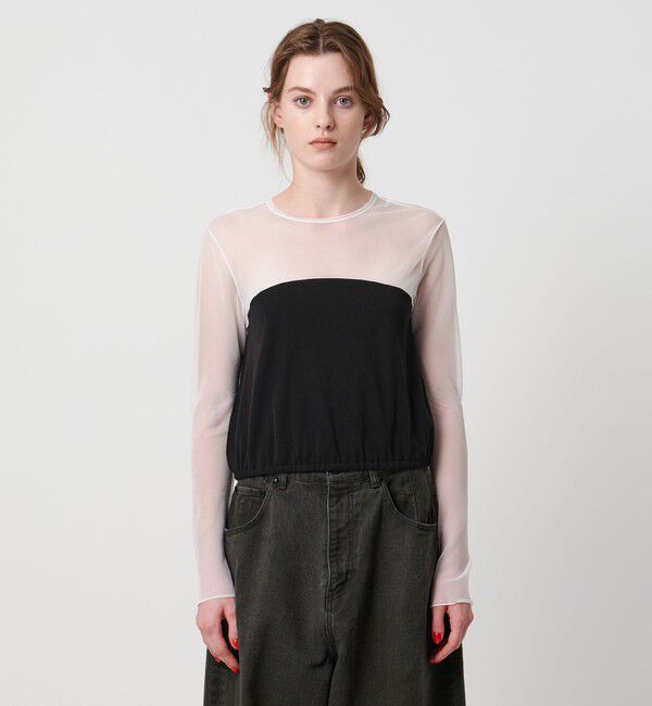 ASTRAET「＜ASTRAET＞フライスxシアー コンビ クルーネックカットソー」|Tシャツ・カットソー|