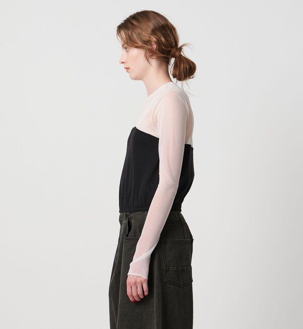 ASTRAET「＜ASTRAET＞フライスxシアー コンビ クルーネックカットソー」|Tシャツ・カットソー|