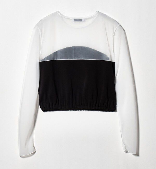 ASTRAET「＜ASTRAET＞フライスxシアー コンビ クルーネックカットソー」|Tシャツ・カットソー|