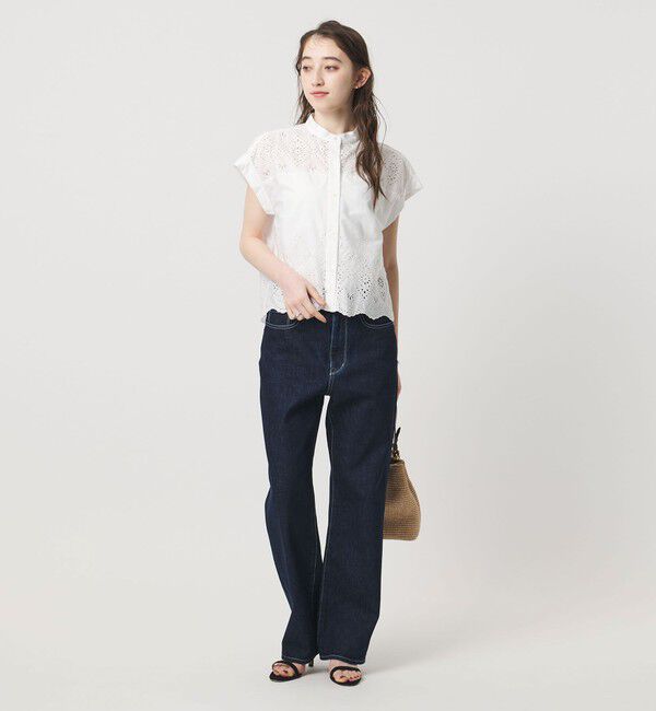 UNITED ARROWS「＜TICCA＞レース フレンチスリーブ シャツ」|シャツ・ブラウス|