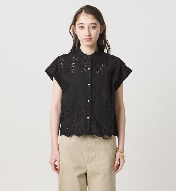 UNITED ARROWS「＜TICCA＞レース フレンチスリーブ シャツ」|シャツ・ブラウス|