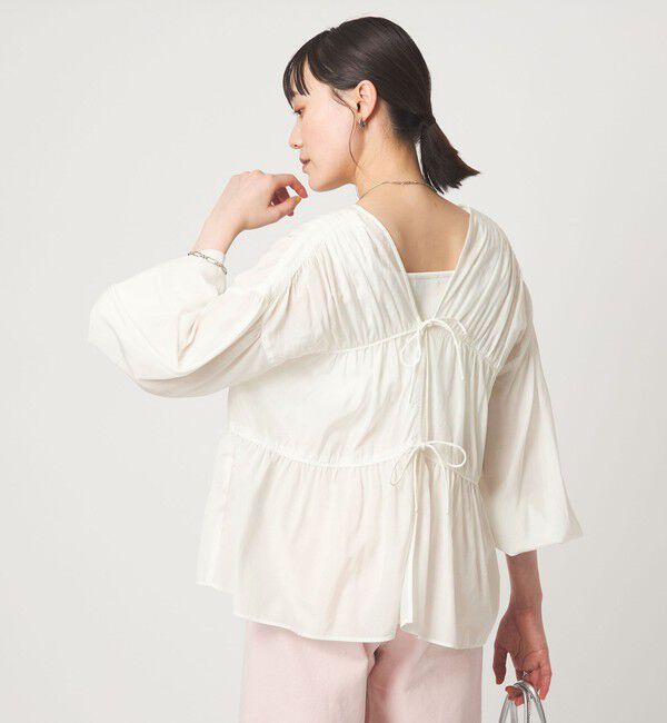 UNITED ARROWS green label relaxing「全方位映えギャザーブラウス」|シャツ・ブラウス|WHITE