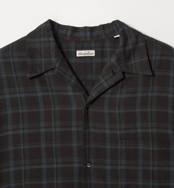 Steven Alan＞ ネル マドラスチェック オープンカラー シャツ BOX