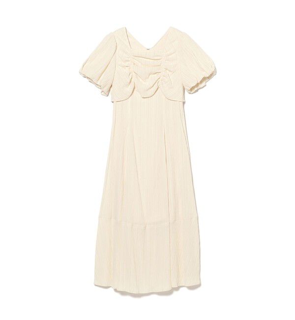 Ray BEAMS 「ジャカード スクエアネック パフスリーブ ワンピース」|ワンピース|