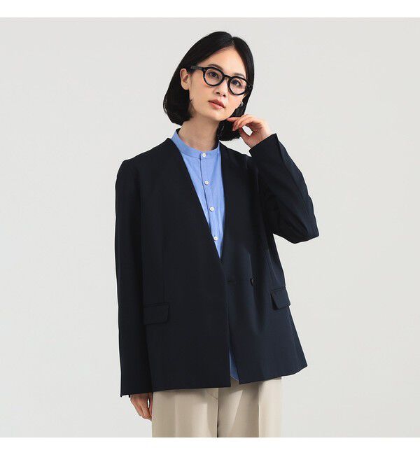 Demi-Luxe BEAMS 「ポリエステル ウール ラペルレス ジャケット」|ダッフルコート|
