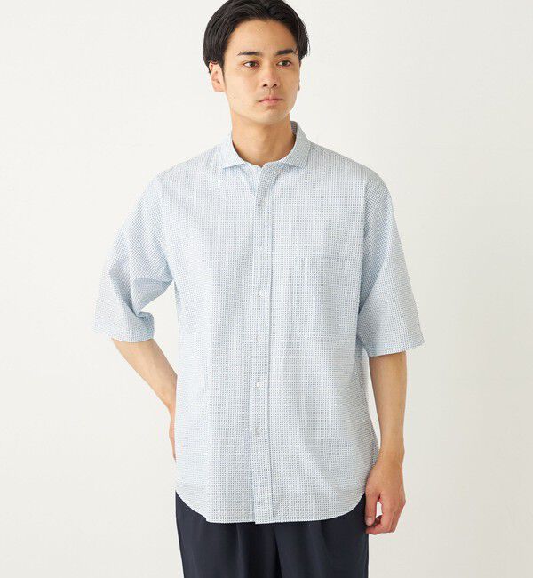 SHIPS Colors 「SHIPS Colors:〈洗濯機可能〉リップル プリント ショートスリーブ シャツ」|シャツ・ブラウス|