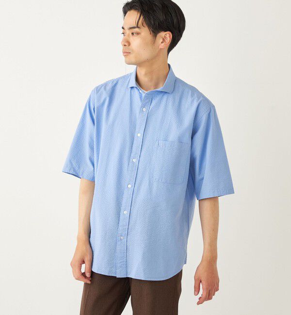 SHIPS Colors 「SHIPS Colors:〈洗濯機可能〉リップル プリント ショートスリーブ シャツ」|シャツ・ブラウス|