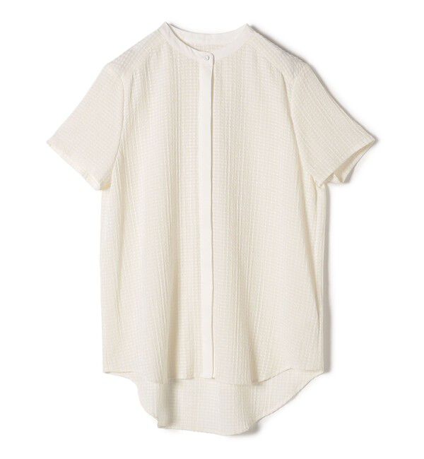 SHIPS for women「〈手洗い可能〉ジャカード バンドカラー ショート スリーブ ブラウス」|シャツ・ブラウス|