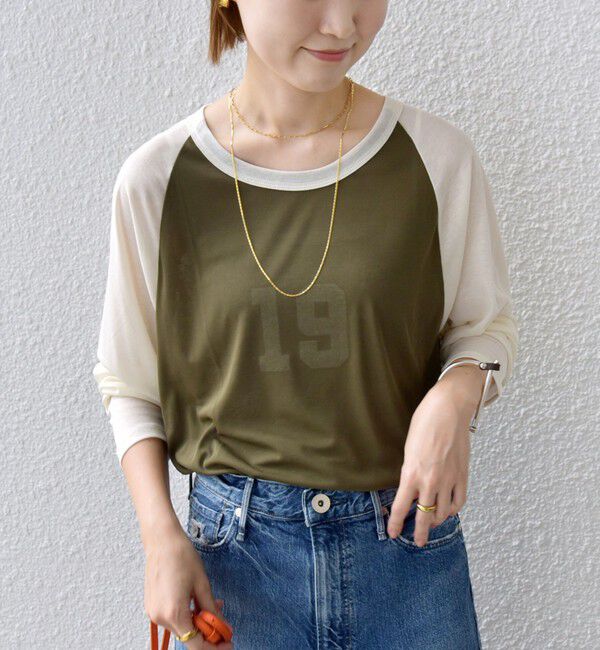 SHIPS for women「St.Johns 3rd club:〈洗濯機可能〉シアー ベースボール TEE」|Tシャツ・カットソー|カーキ