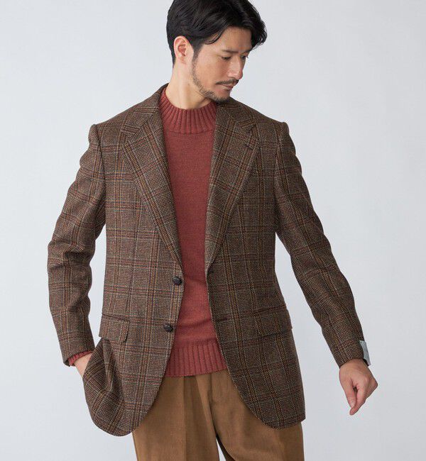 SHIPS「【SHIPS別注】CARUSO: AIDA ワイドラペル ウール ツイード チェック ジャケット」|テーラードジャケット|
