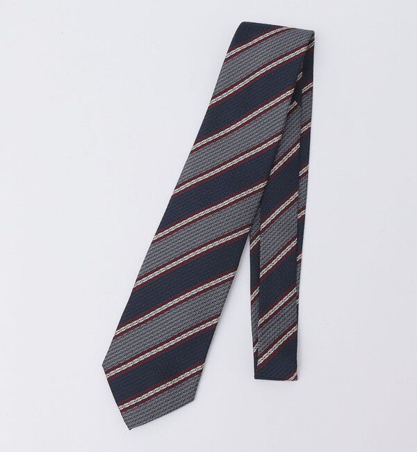 SHIPS「Stefanobigi: シルク ジャカード レジメンタル ストライプ ネクタイ」|ネクタイ・蝶ネクタイ|グレー系