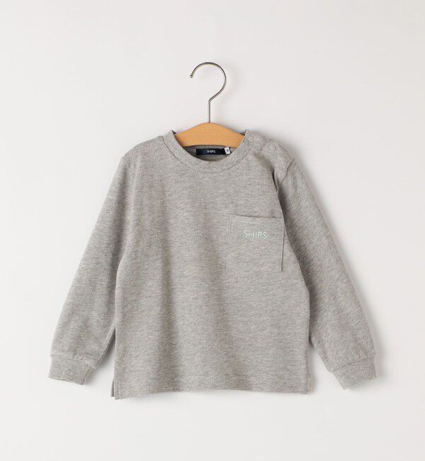 SHIPS KIDS「SHIPS KIDS:80～90cm / SHIPS ロゴ 長袖 TEE」|Tシャツ・カットソー|トップグレー