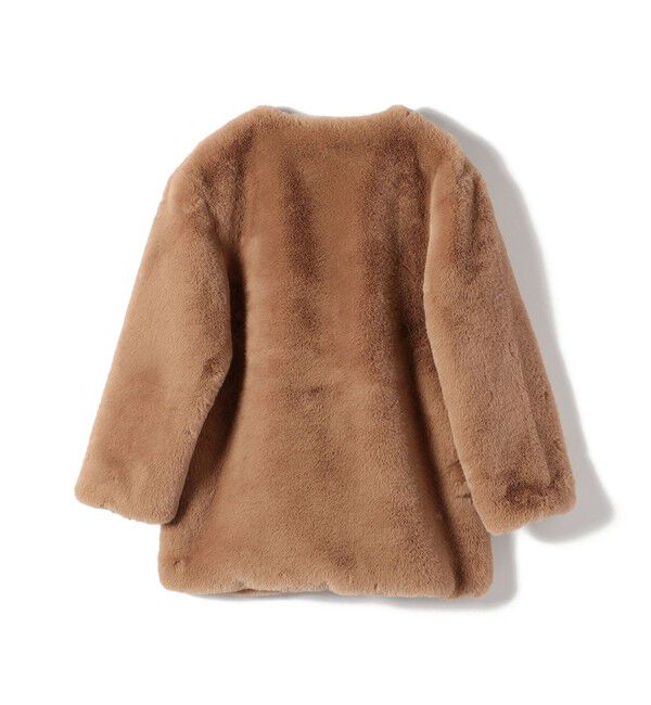 SHIPS for women「SHIPS Primary Navy Label:フェイク ファー ノーカラー ハーフ コート」|ノーカラーコート|