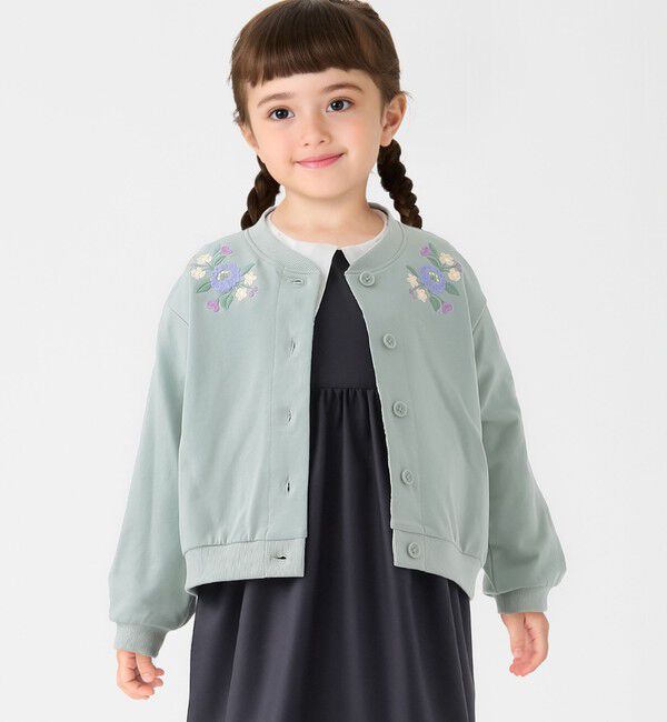 SHIPS Colors 「SHIPS Colors:80～130cm / 〈洗濯機可能〉フラワー 刺繍 カーディガン◇」|カーディガン|グリーン