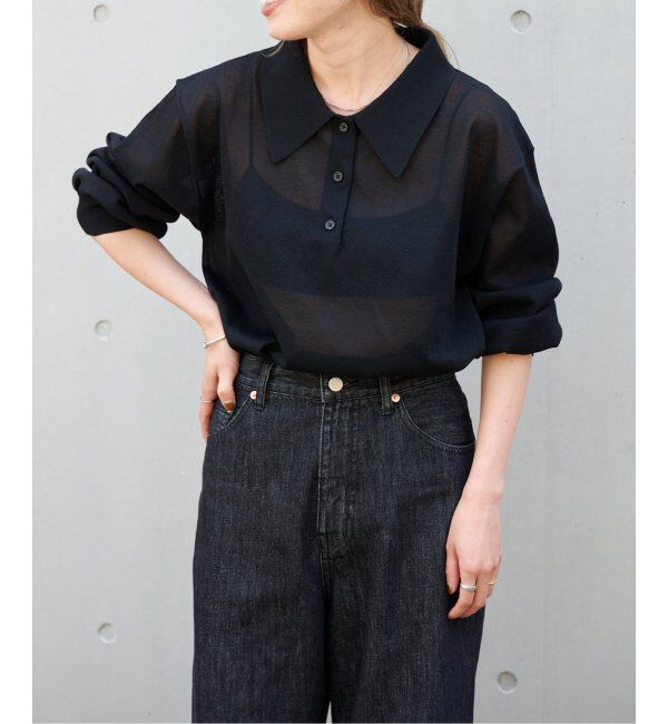 OUTDOOR PRODUCTS Usual Things「ハイゲージシアーロングスリーブニットポロシャツ」|ニット・セーター|