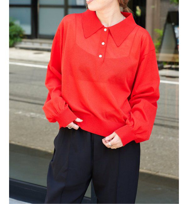 OUTDOOR PRODUCTS Usual Things「ハイゲージシアーロングスリーブニットポロシャツ」|ニット・セーター|