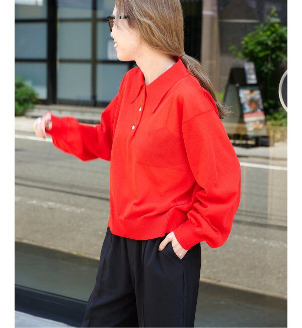 OUTDOOR PRODUCTS Usual Things「ハイゲージシアーロングスリーブニットポロシャツ」|ニット・セーター|