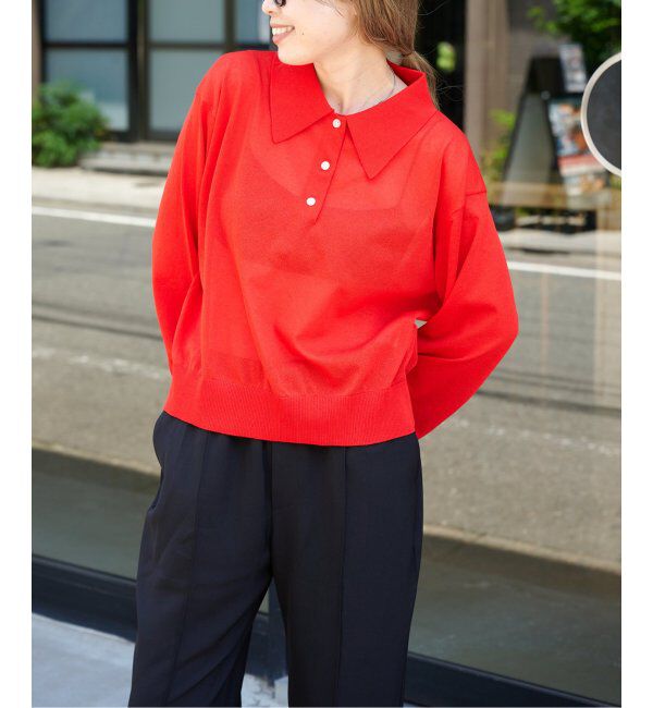 OUTDOOR PRODUCTS Usual Things「ハイゲージシアーロングスリーブニットポロシャツ」|ニット・セーター|