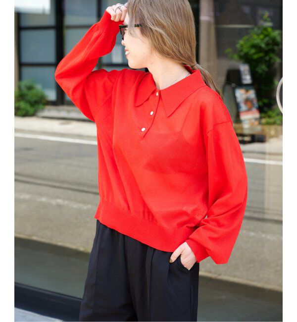 OUTDOOR PRODUCTS Usual Things「ハイゲージシアーロングスリーブニットポロシャツ」|ニット・セーター|