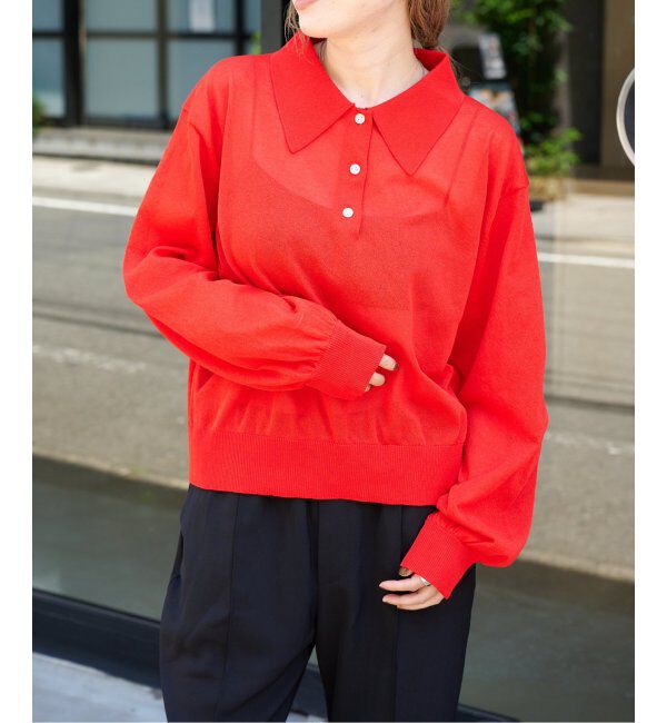 OUTDOOR PRODUCTS Usual Things「ハイゲージシアーロングスリーブニットポロシャツ」|ニット・セーター|