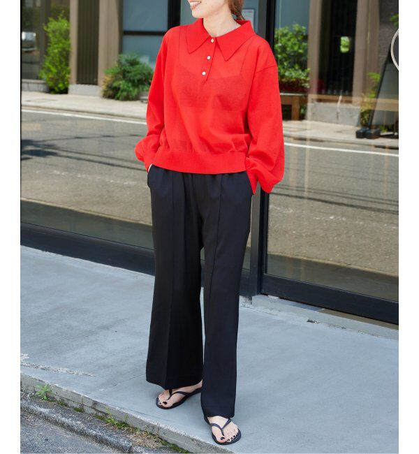 OUTDOOR PRODUCTS Usual Things「ハイゲージシアーロングスリーブニットポロシャツ」|ニット・セーター|