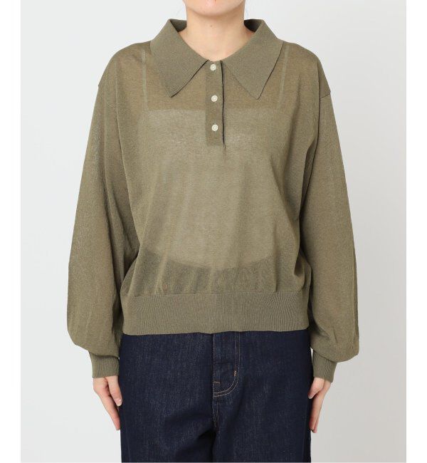 OUTDOOR PRODUCTS Usual Things「ハイゲージシアーロングスリーブニットポロシャツ」|ニット・セーター|