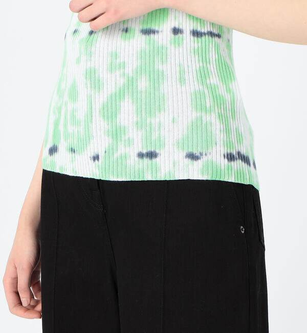 MACPHEE「コットンナイロンリブタイダイプリント ノースリーブプルオーバー」|ニット・セーター|