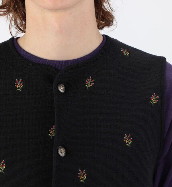 CABaN「CABaN コットンカシミヤ フラワーエンブロイダリー クルーネックベスト」|ベスト・ジレ|