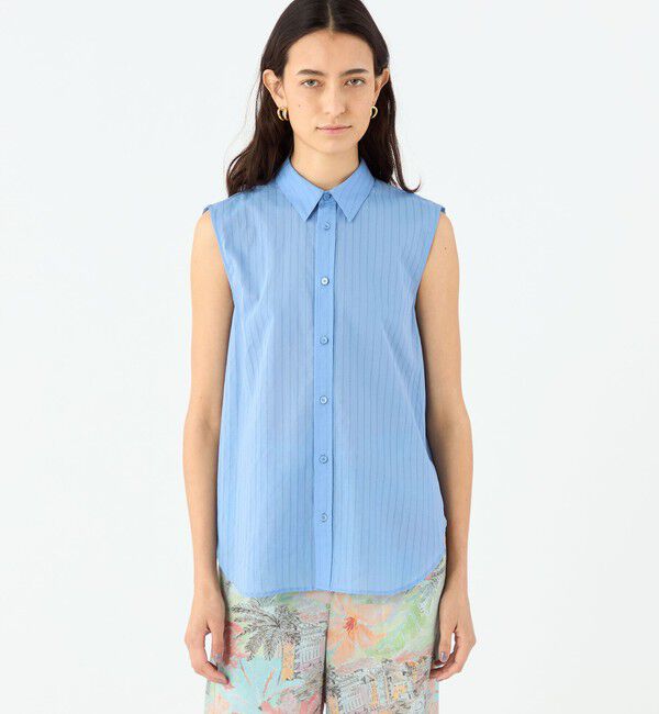 MACPHEE「ドビーストライプ ノースリーブレギュラーカラーシャツ」|シャツ・ブラウス|