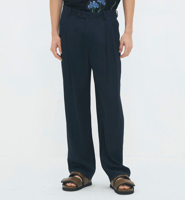 CABaN「CABaN レーヨンシルクツイル 2タックワイドテーパードパンツ」|チノ|