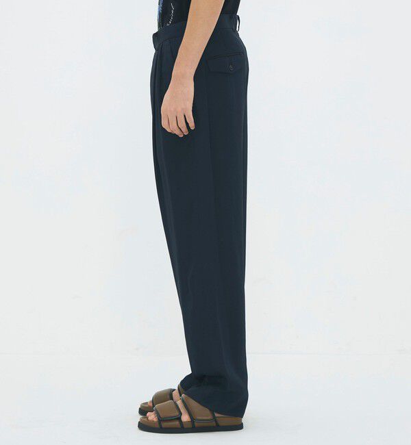 CABaN「CABaN レーヨンシルクツイル 2タックワイドテーパードパンツ」|チノ|