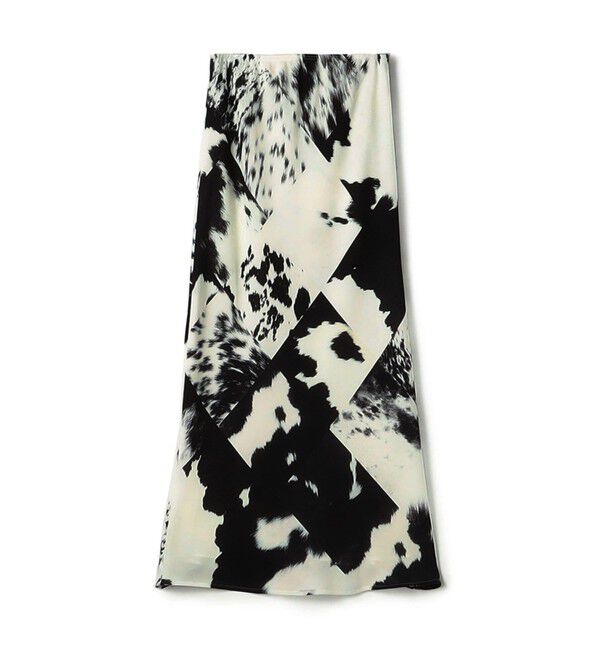 DES PRES「カウハイドプリント エラスティックストレートスカート」|タイト|18 ブラック系