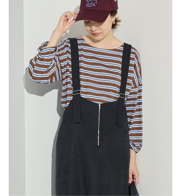 SLOBE IENA「LE MINOR/ルミノア SLOBE別注 マルチボーダー」|Tシャツ・カットソー|ブラウン